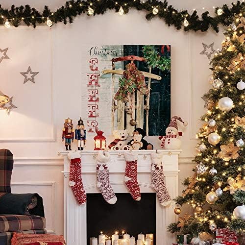 Renditions Gallery Xmas Wall Prints for Home Decor Christmas Cheer Sled Canvas Hanging Artwork for Bedroom Living Room & Kitchen Decorations - 40"X40" LT05