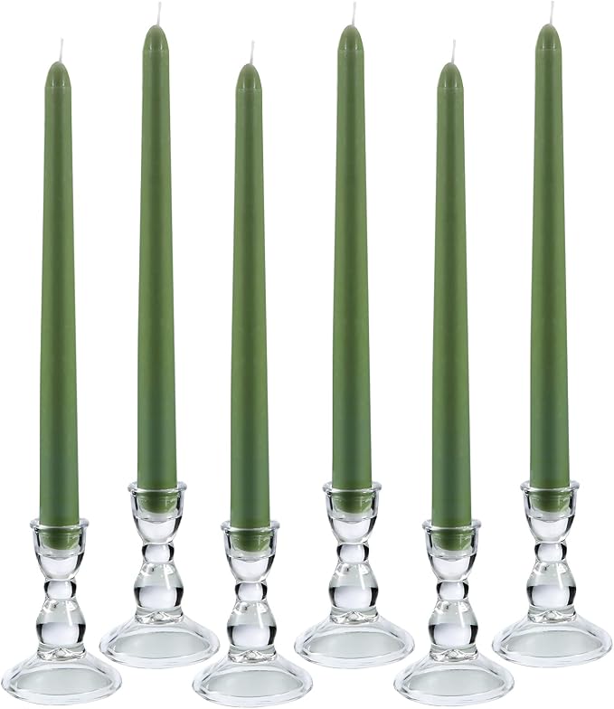 Glass Candle Holder for Taper Candles, Clear Decorative Candle Sticks Holders Set of 6 for Christmas Decor and Thanksgiving Wedding Dining Party Table Decorations (Exclude Candles)