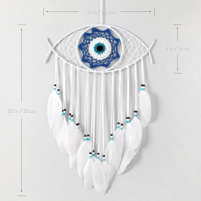 Dremisland Evil Eye Dream Catcher White Evil Eye Wall Decor Handmade