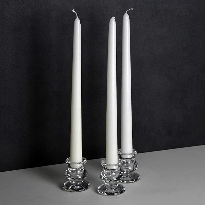 Clear Glass Taper Candle Holders Set of 4 | Candlestick for Wedding Decoration and Dinning