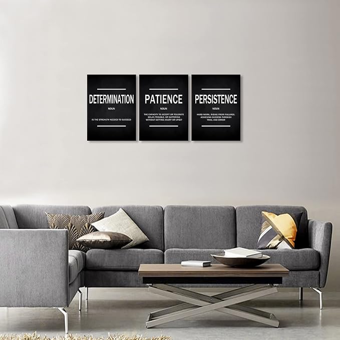 KAWAHONE Inspiration Quotes Wall Art, Motivational Determination Patience Persistence Poster Positive Affirmations Wall Picture for Home Office Bedroom Dorm Gift for Business Leadership Entrepreneur