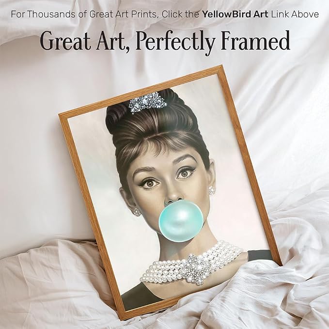 Vintage Pop art Wall Decor 11x14 FRAMED - Audrey Hepburn Art for Women - Wall Art Gifts for Women - Pop art Poster - Woman Wall Decor - Retro Decor- Chic Home Decor - Retro style - LARGE Print