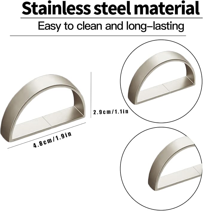 8 Pcs Silver Napkin Rings - Metal Napkin Ring(Semicircle) | Stainless Steel Napkin Rings for Table Settings Wedding Christmas Party Dinner Table