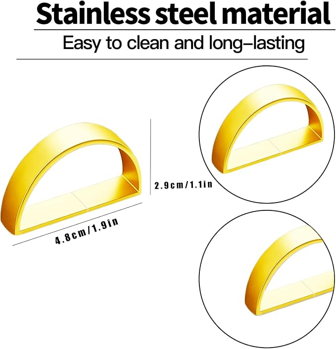 8 Pcs Gold Napkin Rings - Metal Napkin Ring(Semicircle) | Stainless Steel Napkin Rings for Table Settings Wedding Christmas Party Dinner Table