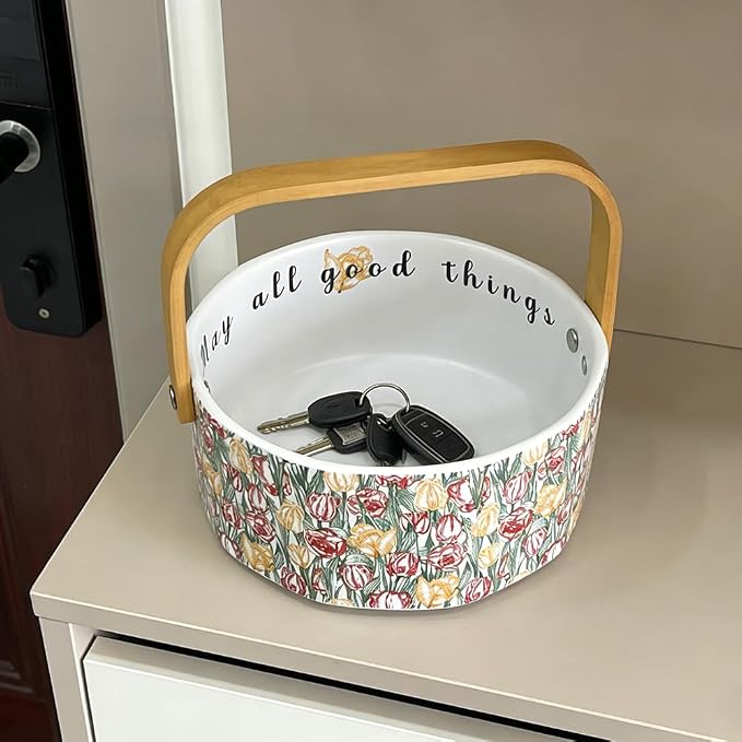 Cute Elegant Snack Candy Nut Fruit Server Mothers Day Gifts Farmhouse Decorative Bowl for Home Kitchen & Dining Table Office Decor(Tulip)