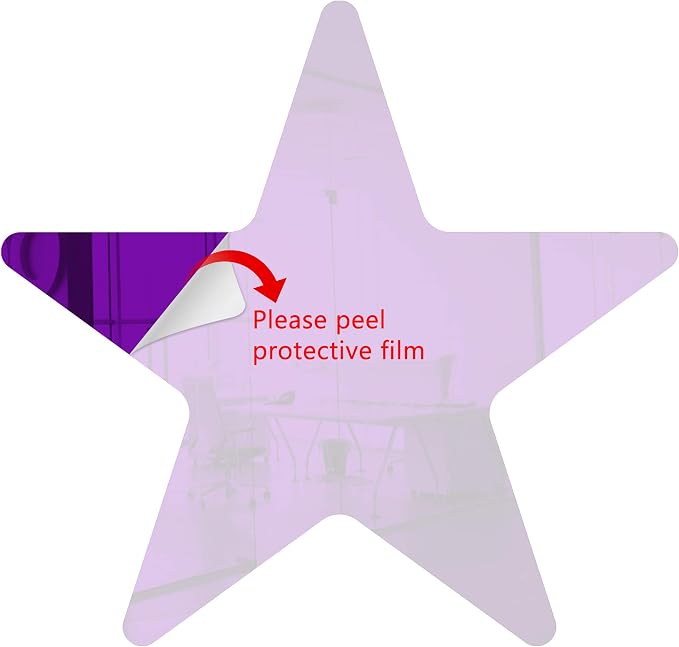 Marketing Holders Acrylic Mirror 2" Purple Star Flat DIY Smooth Edge Plexiglass Tiles .118 3MM Thick Rounded Corners Decor for Hotel Lobbies Stargazers Dance Studios Salons Spas Kids Room