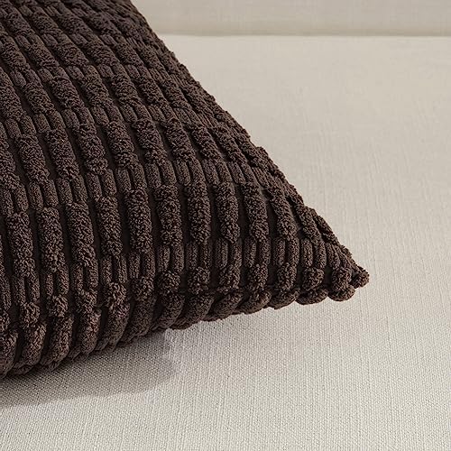 Fancy Homi 4 Packs Decorative Throw Pillow Covers for Living Room Couch Bed, Modern Farmhouse Boho Home Décor Accent Cushion Case, 16" x 16", Dark Brown