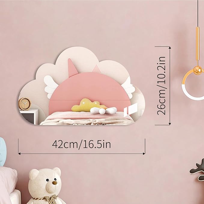 Cute Anti-Scratch Mark Non-Punch Acrylic Cloud Mirror Set,High Definition Wall Mirrors for Homes, Offices and Children's Rooms, are Not Brittle or Deformable