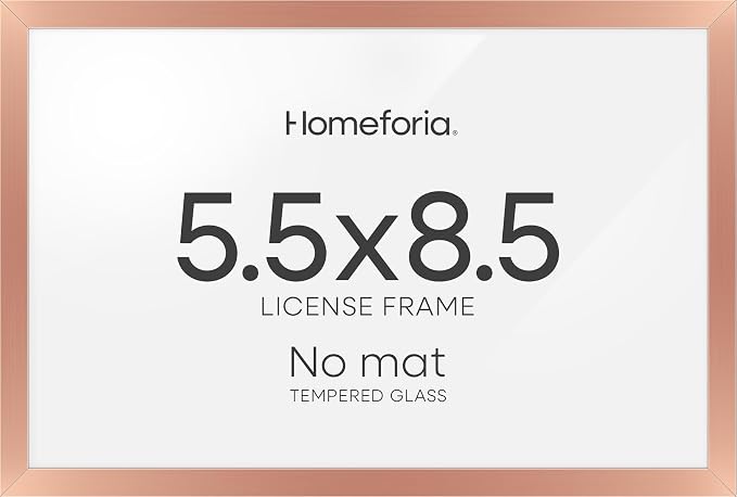 Homeforia 5.5x8.5 Rose Business License Frame, High-End Metal, Glass