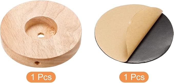 PATIKIL 120mm Wooden Lamp Base, 1 Pack Circular Solid Wooden Base Wood Desk Lamp Stand Replacement for Table Lamps DIY