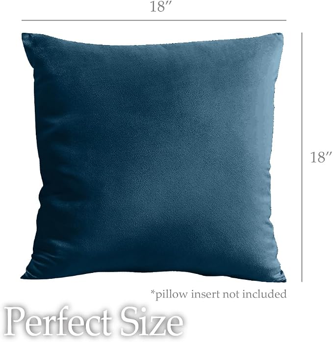lalaLOOM Velvet Throw Pillow Covers, Set of 2, 18x18 Peacock