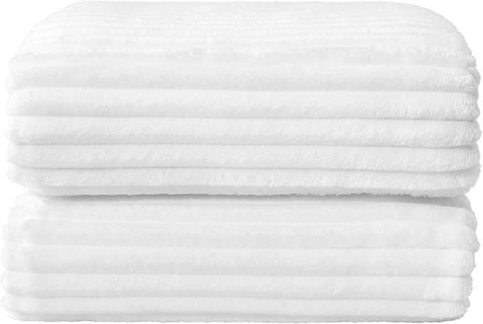 BEDELITE 3D Ribbed Jacquard White Blankets Queen Size for Bed, 90x90 Inch | Soft Warm Decorative Fluffy Blanket, Cozy Fuzzy Lightweight Plush Fleece Throw Blankets for Bed, Room Decor, Gift for Women