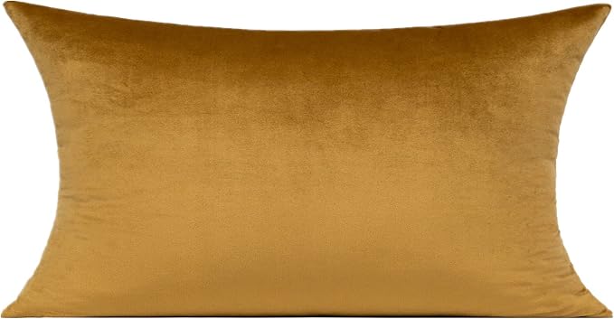 VAKADO 12x20 Christmas Gold Velvet Lumbar Decor Throw Pillow Covers Brown Golden Rectangle Decorative Cushion Cases Home for Couch Patio Sofa Bedroom Car Set of 2