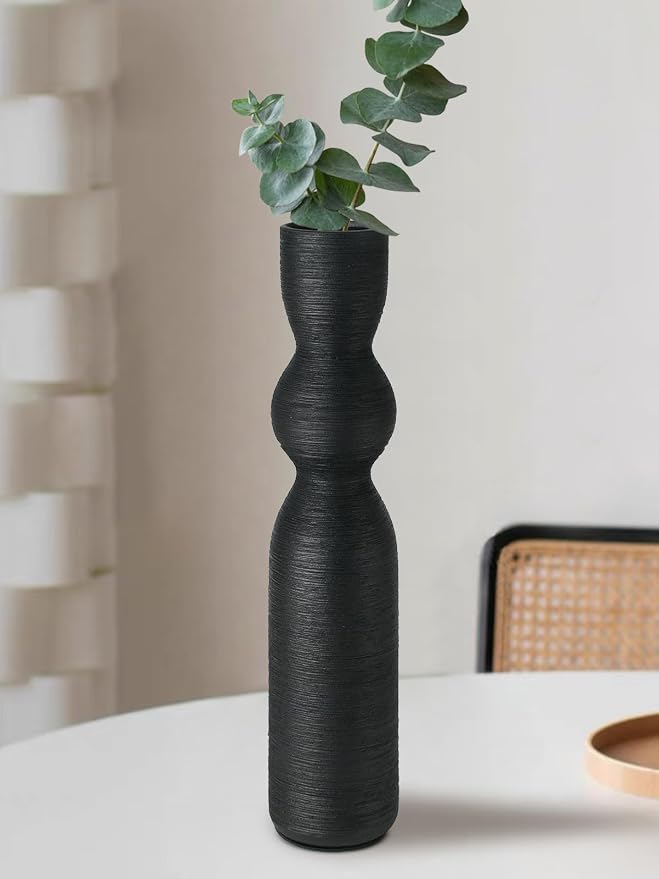 Flower Vase 14.8 ""Tall Black Ceramic Vase, Pampas Grass Vase for Home Decor, Vases for Flowers for Farmhouse, Modern Minimalist Style Vases for Office Decoration, Centerpieces