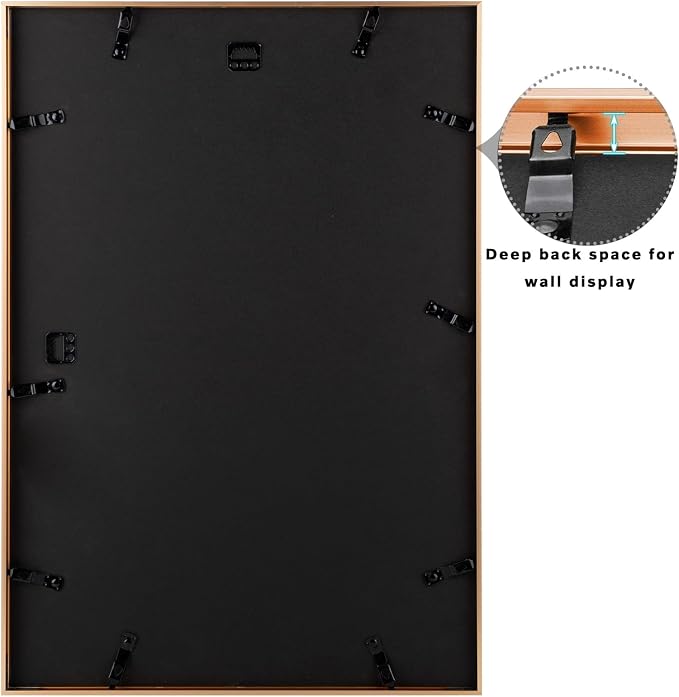 Frametory 13x19 Rose Gold Aluminum Metal Picture Frame Mat for 11x17 Glass