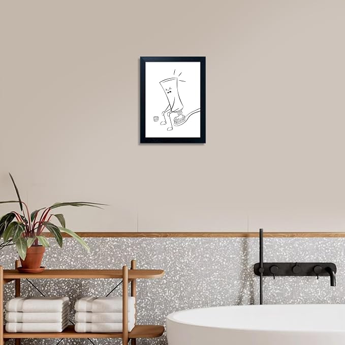 Framed Funny Bathroom Wall Art, Black and White Toilet Wall Decor, Guest Toilet Canvas Print, Minimalist Humoristic WC Artwork, Framed Bathroom Canvas Print Sign Accesorries