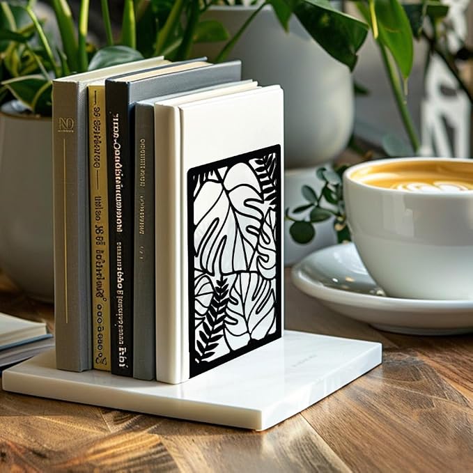 Peacoblue 5.3"x4.3"x7.9" Metal Bookends, Heavy Duty Book Ends for Shelves