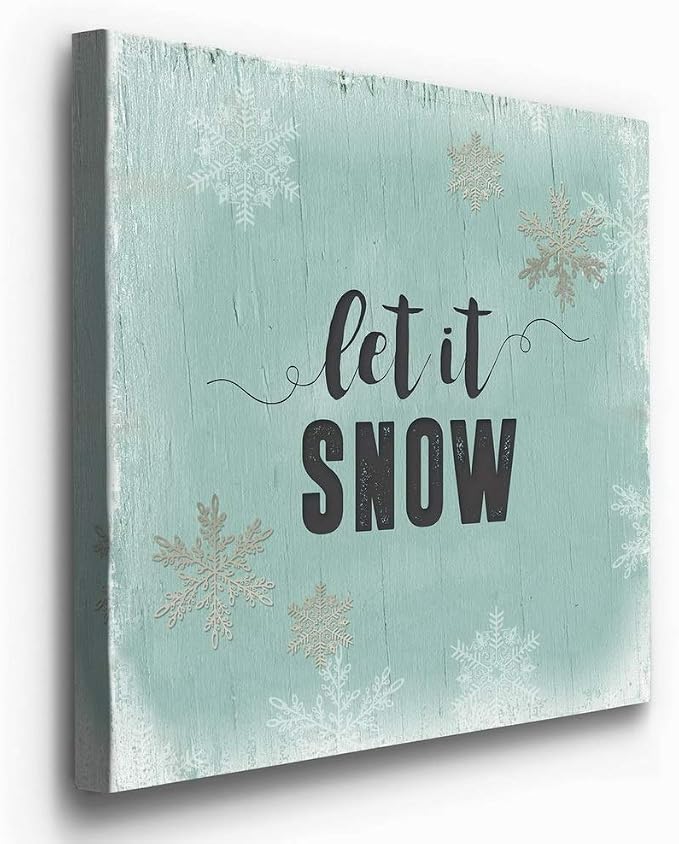 Renditions Gallery Xmas Artwork Prints for Home Decor Let it Snow on Christmas Canvas Wall Hanging Art for Bedroom Living Room & Kitchen Decorations - 16"X16" LT05