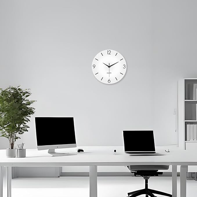 XFM Modern Simple Wall Clock 16 Inch White Minimalist | Silent Non-Ticking Battery Operated Big Size Simple Analog Decorative for Living Room Kitchen Office Decor