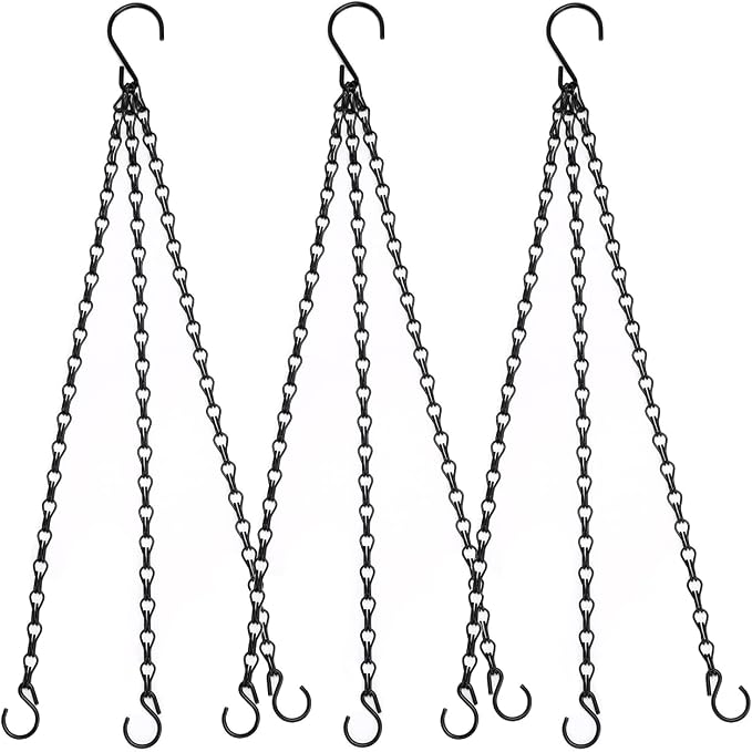 Heybe 20 Inch Hanging Basket Chain, 3 Point Hanging Chains with Hooks for Pot Planters Bird Feeders Lantern Lamp,Extended Hangers for Hanging Badkeys(20 inch,3 Point)