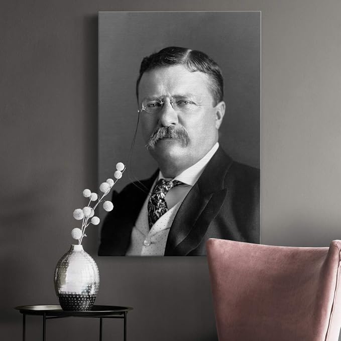 Renditions Gallery Theodore Roosevelt Presidental Portrait Wall Art, Premium Gallery Wrapped Canvas Decor, Ready to Hang, 12 in H x 8 in W, Made in America Print