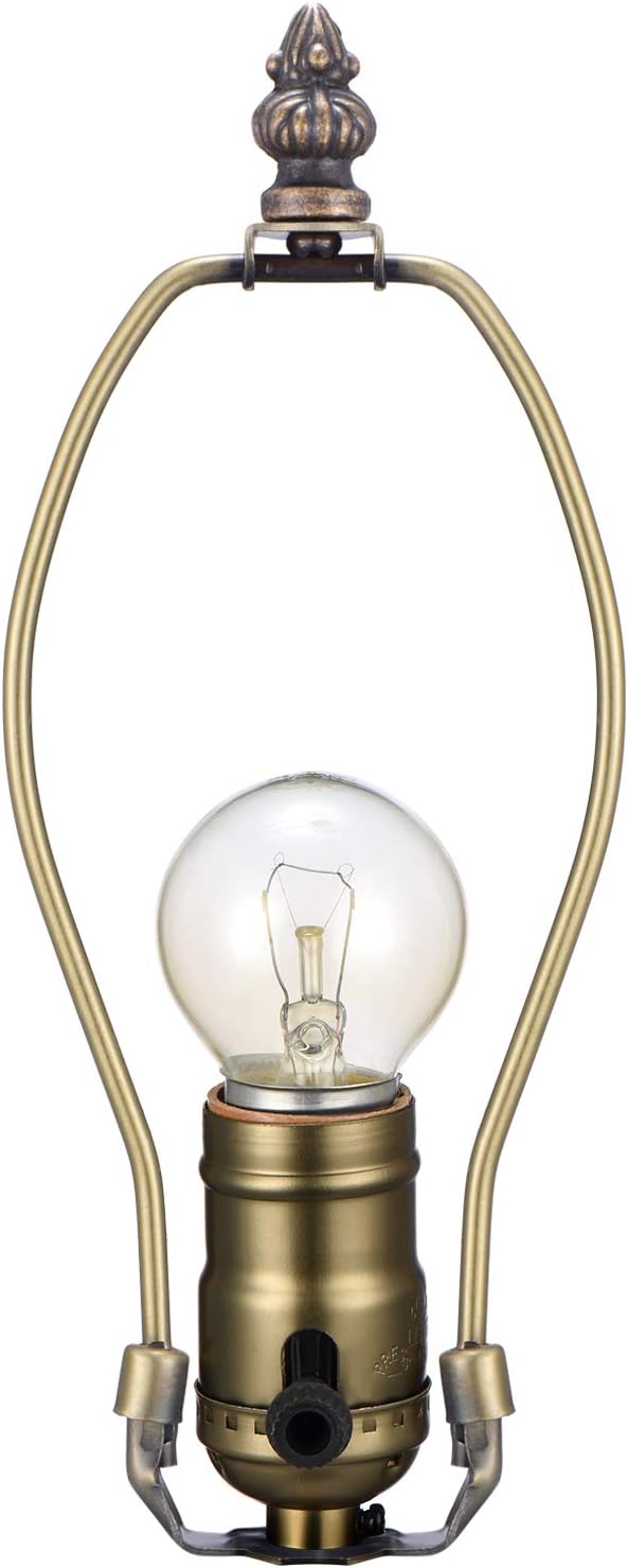 Canomo 2 Sets Lamp Making Kit Lamp Wiring Kit with 8 Inch Harp, 2 Pieces 12" Lamp Pipe, and All Parts Needed and Instructions for DIY Lamp Design or Repair, Antique Brass