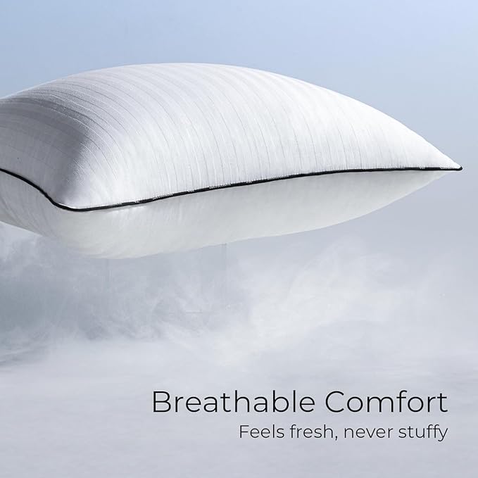 Phantoscope Synthetic Down Pillow Insert - 18x18 Down Alternative, Ultra Soft Large Square Throw Pillow with 100% Cotton for Couch Sham, Bed Sleeping (White, Set of 2) Made in USA