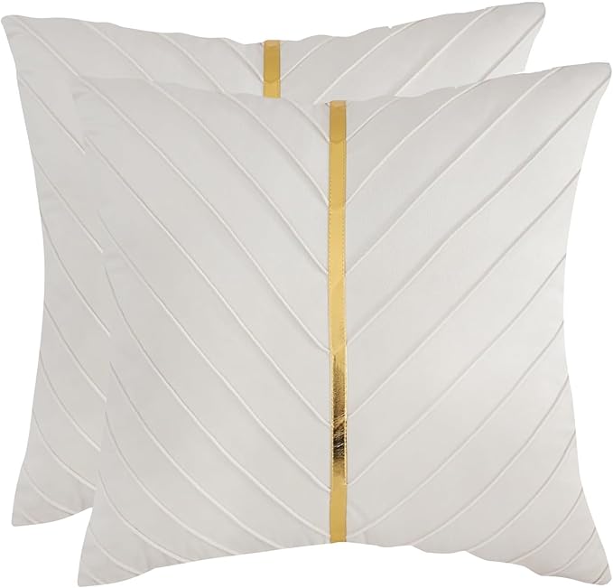 Velvet Throw Pillow Covers 20x20 inch Pack of 2 Gold Decor Beige