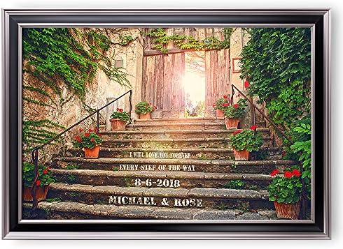 I Will Love You Every Step of the Way Framed Arts with Couple's Names Date and Your Own Message on,Gift for Wedding.With Different Frame Styles Framed Size:33 5/8 x 23 5/8 inches