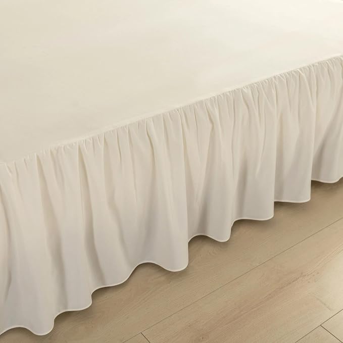 Bed Skirt Queen Size Ruffled Bed Skirt, 12'' Queen Dust Ruffle Bed Skirts | With Split Corners, Dust Ruffle with Platform, Microfiber, Breathable, Soft, Easy Fit, Ivory