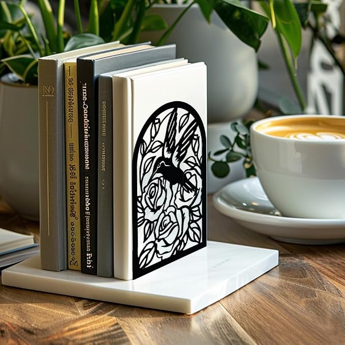Peacoblue 5.3"x4.3"x7.9" Metal Bookends, Heavy Duty Book Ends for Shelves