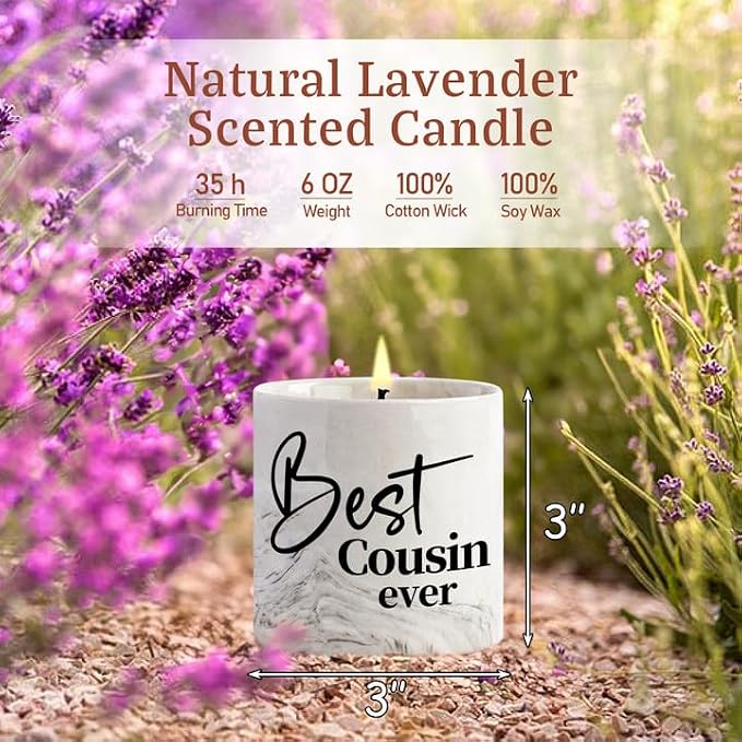 Cousin Gifts for Women Best Cousin Ever Candle for Birthday, Christmas, Thanksgiving, Valentines Day, Mother's Day Gifts for Cousins Female Male