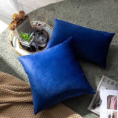 Stellhome Rectangle Velvet Pillow Covers Decorative Cushion Covers for Bed Couch Sofa Bench, 12 x 20 inch (30 x 50 cm), Royal Blue, Pack of 2
