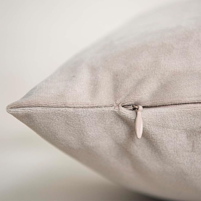Cashmere Decorative Velvet Throw Pillow Covers 18x18 inch Set of 2 with Zipper Luxury Soft Solid Square Cushion Covers Case for Sofa Couch Bed Living Room