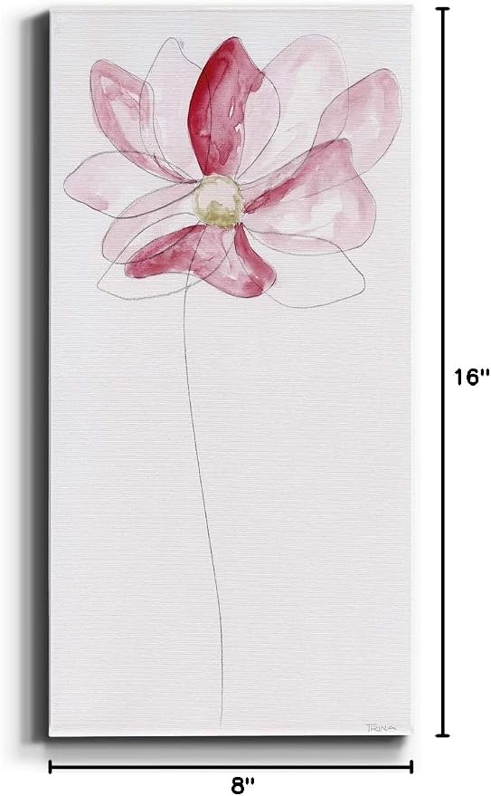 Renditions Gallery Canvas Flower Wall Art Modern Decorations Paintings Pink Floral Sketch Glam Romantic Artwork Wall Hanging Canvas Prints for Bedroom Office Kitchen - 8"x16" LT43