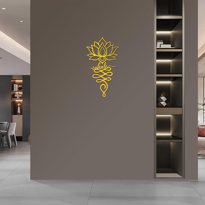 Xedatric 2 Piece Metal Lotus Wall Decor for Yoga Gold | For Yoga Living Room or Office Gold Solid Metal 2 Sizes 12.9 x 10.7 and 10.4 x 13.6 inch Flexible Layout