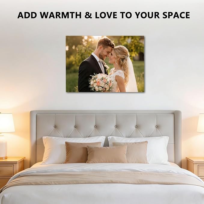 Custom Canvas Prints with Your Photos, Personalized Wall Art, 11x14 Inch | Optional frame styles and sizes, meaningful keepsake gift for couples, wedding or anniversary, personalized home decor