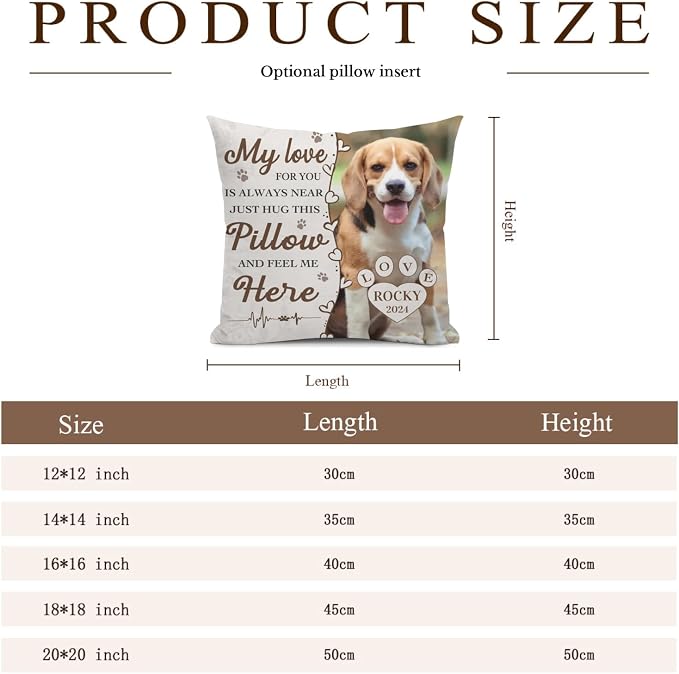 Alienc Personalized Pet Memorial Gifts for Dogs Cats, Custom Pet Memorial Throw Pillow Cover (Optional Pillow Insert), Loss of Dog Sympathy Gift