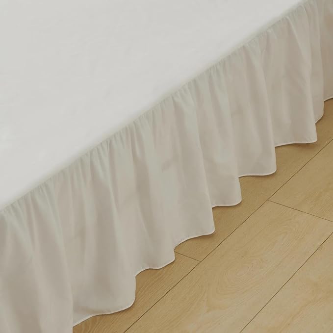 Bed Skirt Twin Size Ruffled Bed Skirt, 22'' Twin Dust Ruffle Bed Skirts | With Split Corners, Dust Ruffle with Platform, Microfiber, Breathable, Soft, Easy Fit, White