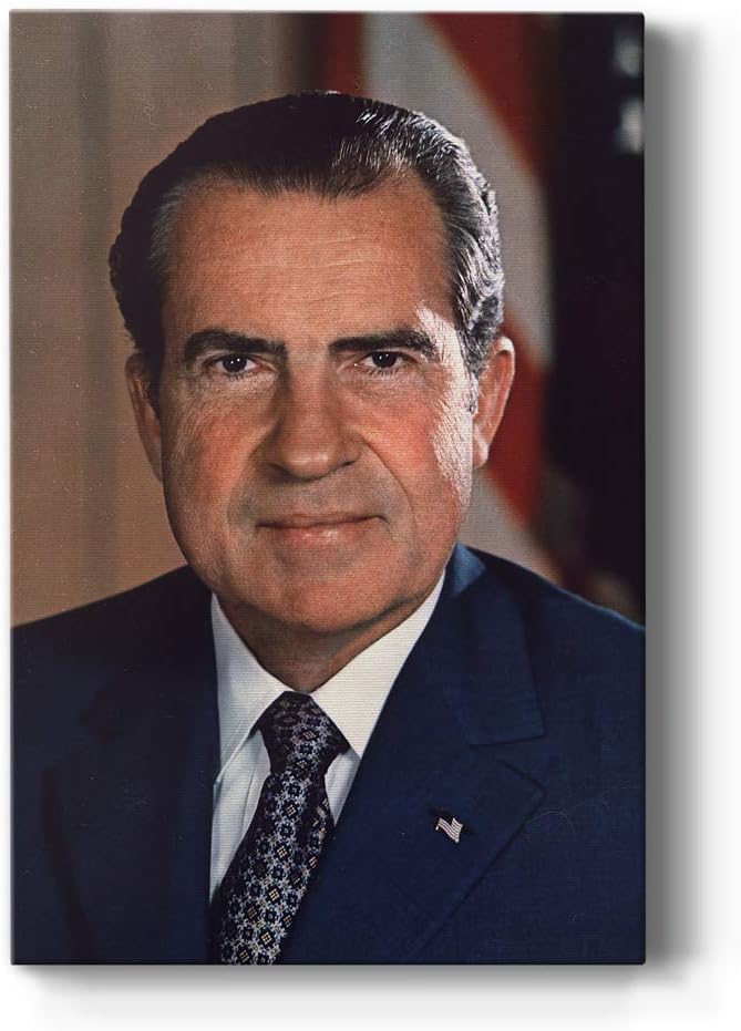Renditions Gallery Richard Nixon Presidental Portrait Wall Art, Premium Gallery Wrapped Canvas Decor, Ready to Hang, 36 in H x 24 in W, Made in America Print