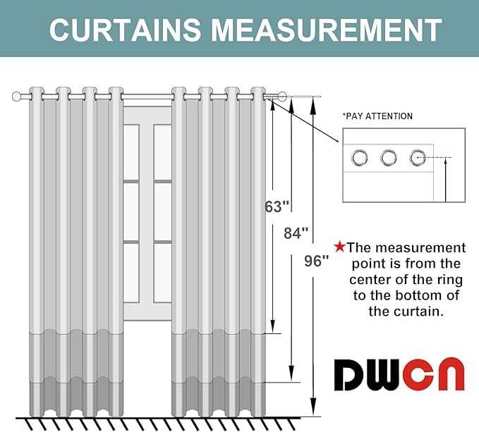 DWCN Grey Ombre Sheer Curtains - Faux Linen Gradient Grommet Top Semi Voile Bedroom and Living Room Curtains, Set of Window Curtain Drapes, 52 x 72 Inch Length