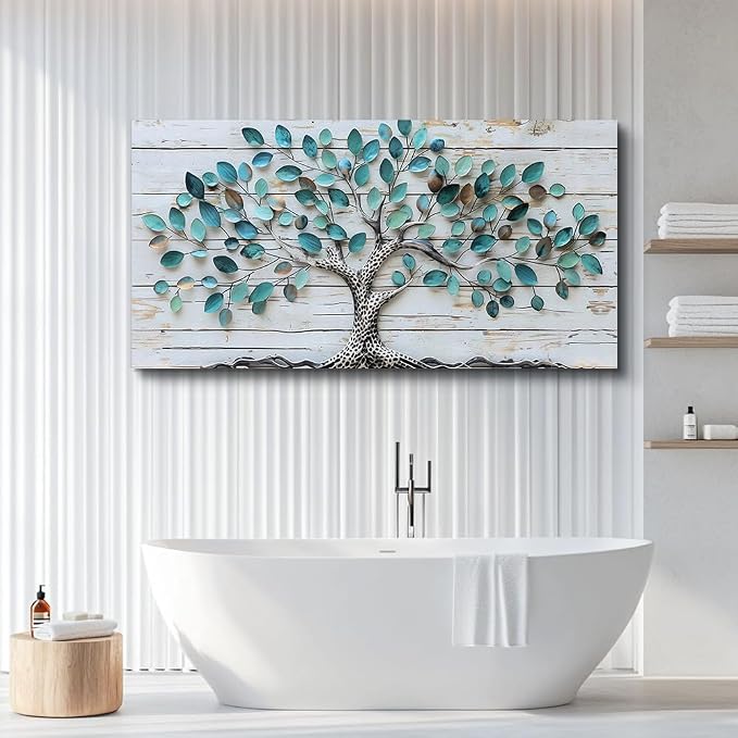QIYILEXWART Large Wall Decor For Living Room Canvas Wall Art For Office Modern Wall Decorations For Bedroom Green Tree Landscape Painting Abstract Pictures Artwork Room Home Decor 24x48 In