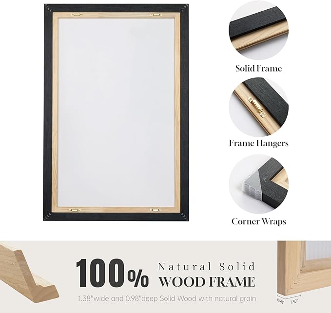 Large Framed Abstract Nature Landscape Wall Art for Living Room, 24x36 In | Green lake pictures, Set of 3 paintings, Canvas prints, Wood frame, Modern artwork, Wall decor for bedroom dining room office