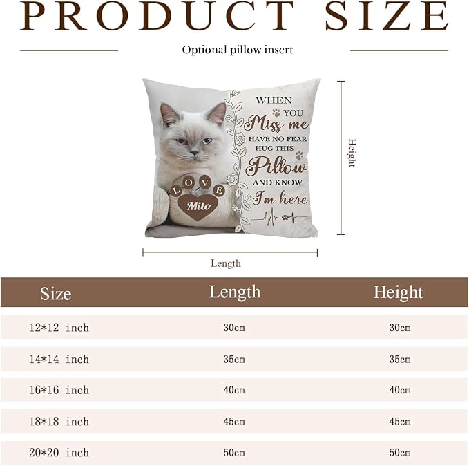 Alienc Personalized Pet Memorial Gifts for Dogs Cats, Custom Pet Memorial Throw Pillow Cover (Optional Pillow Insert), Loss of Dog Sympathy Gift