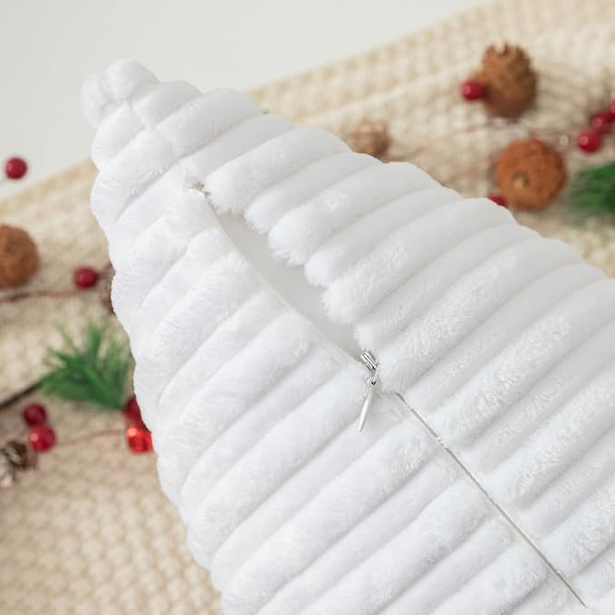 Kevin Textile Striped Corduroy 22”x22” Pillow Covers 2 Pack, Pure White