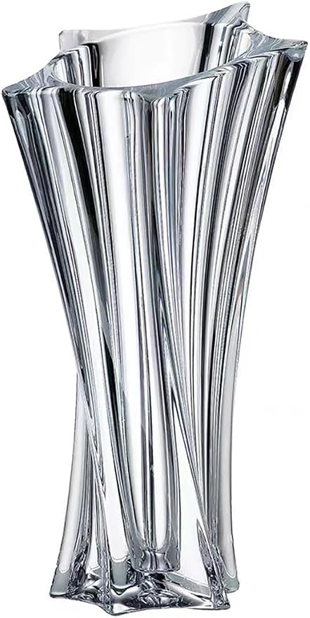 Crystal Glass Vase – Heavy Crystal Vase for Flowers with Weighted Bottom, Thick Durable Decorative Vases for Modern Home Decor, 9.8″ 3.5lb Clear Centerpiece (Transparent)