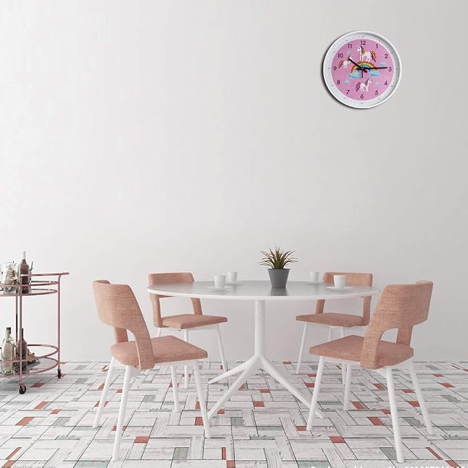 Pink Wall Clock,Silent Non Ticking Children's Décor Quiet Clocks for Kids Room,Office,School,Bedroom,Kitchen,Classroom (12 inch Pink)