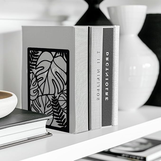 Peacoblue 5.3"x4.3"x7.9" Metal Bookends, Heavy Duty Book Ends for Shelves