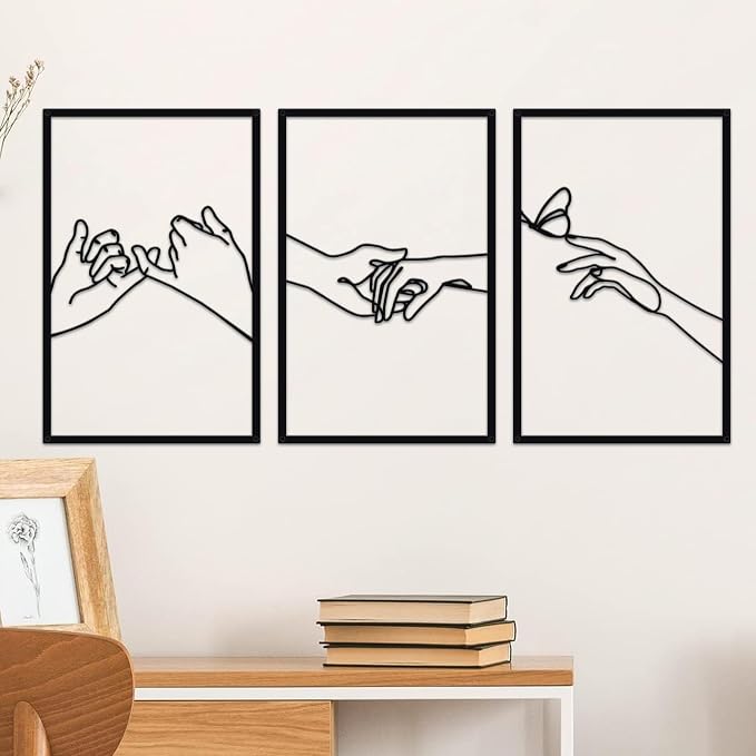 Minimalist Lines Female Body Hand Shape Metal Wall Art Decor,Modern Abstract Line Home Wall Sculptures, Accent Women Hanging Wall Sign for Bedroom Living Room Kitchen Decor | Modern Abstract Line Home Wall Sculptures, Accent Women Hanging Wall Sign for...