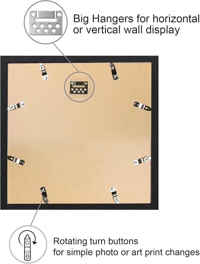 18x18 Poster Frame-Black,8x8 Mat,Engineered Wood,Polished Plexiglass